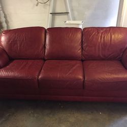 Leather Couch - 3 cushion Maroon color
