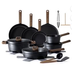 SENSARTE Nonstick Pots and Pans Set, 24Pcs Healthy Non Stick Cookware Set with Pots Protectors, Induction Kitchen Cookware Sets, Dishwasher Safe, Matt