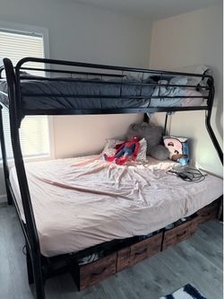 Metal bunk bed with full size mattress 100