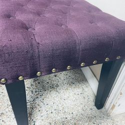 50” W Nailhead Trim Purple Upholstered Hall or Bedroom Bench