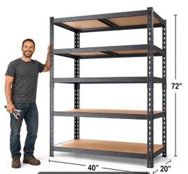5-Tier Heavy Duty Metal Garage Shelving Unit 40"W 2400LBS
