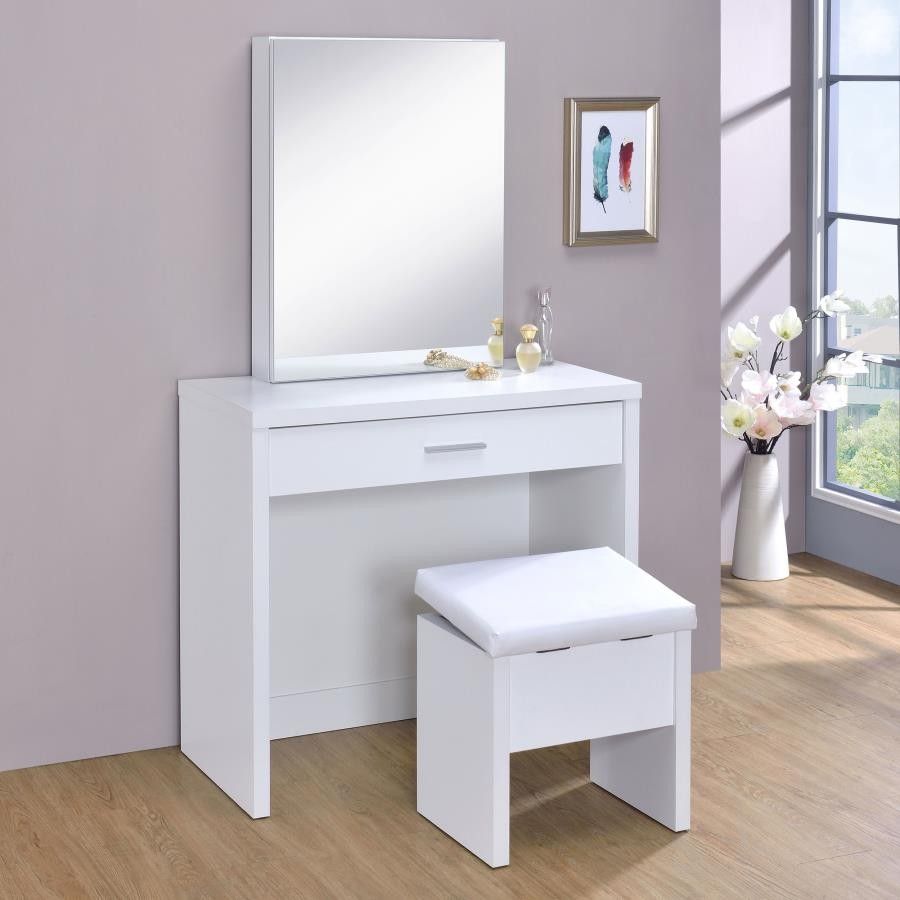 NEW🦋Vanity Set with Lift-Top Stool White🦋