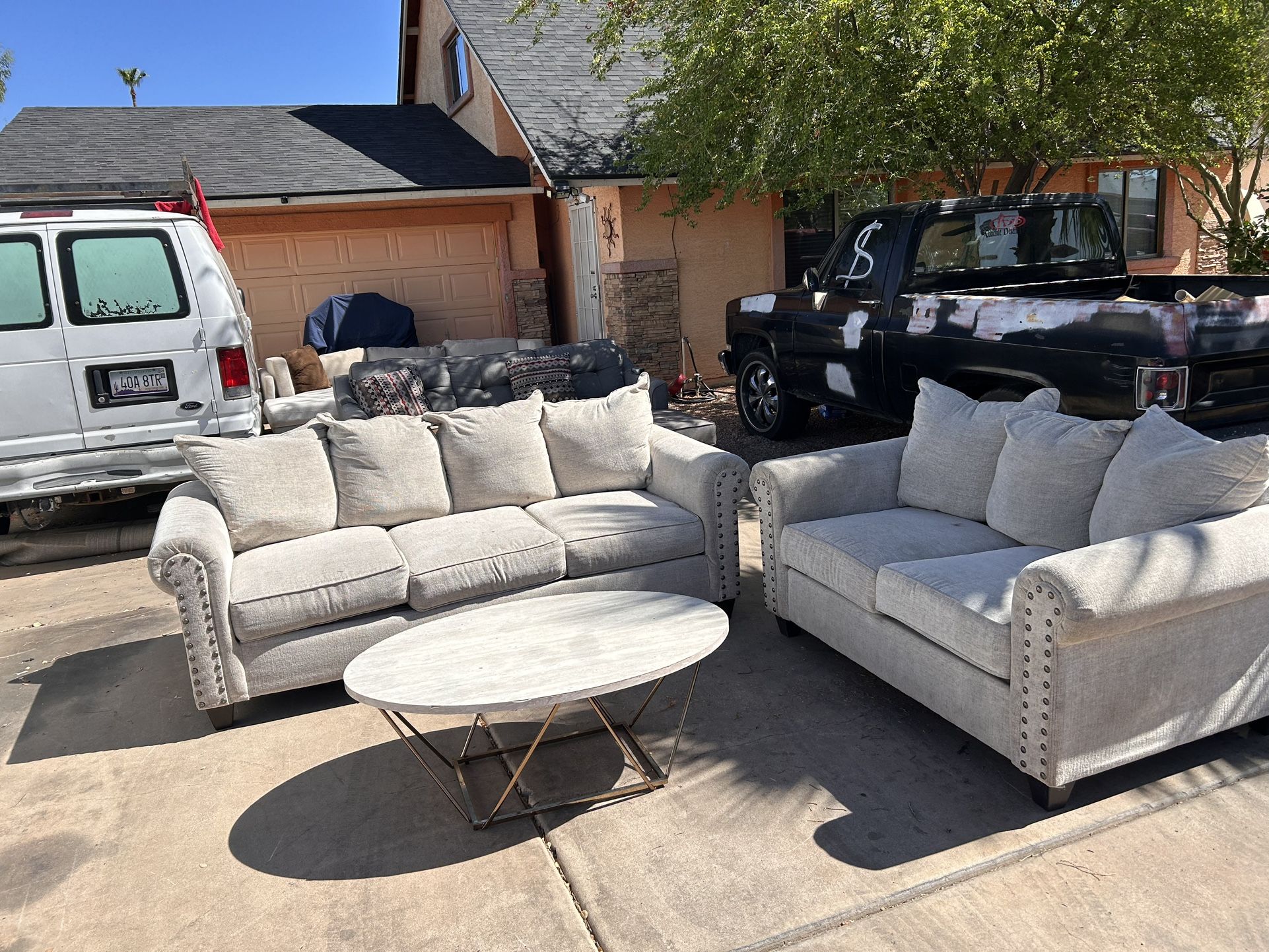 Couches Set. Used. Need Clean Little Bit. Delivered Available Small Fee