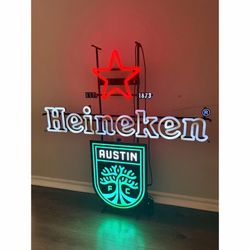 Heineken Beer Austin FC Neon LED Bar Light 36x35