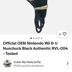 Preowned Official OEM Nintendo Wii & U Nunchuck Black Authentic controller in good working condition located Off lake mead and Simmons area asking $8