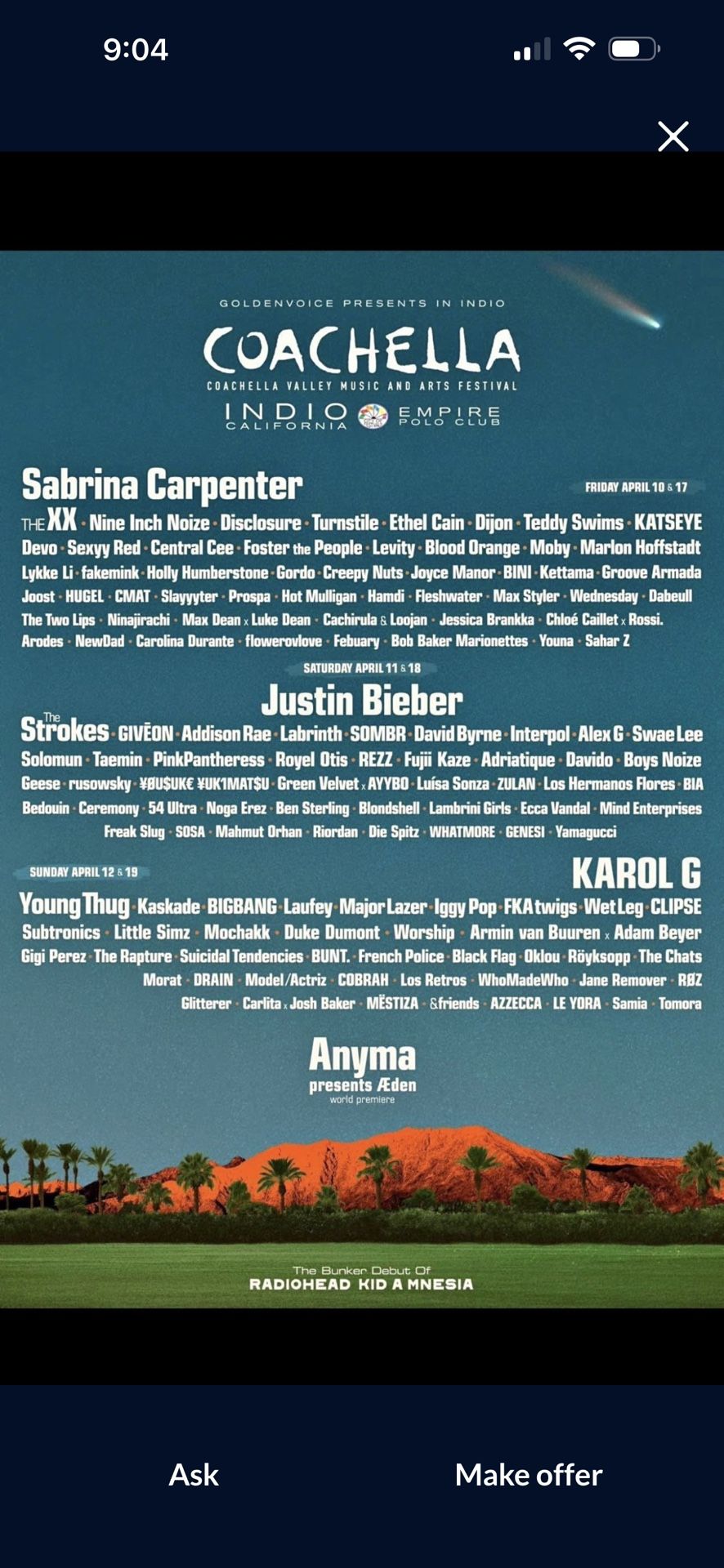 Need Ticket For Coachella
