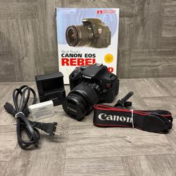 Canon T3i Digital Camera 18-55mm Lens With Charger Strap and Book Working