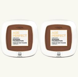 2 Piece Of L'Oreal Paris Age Perfect Serum Creamy Foundation Makeup, 370 Mahogany, 0.31 fl oz