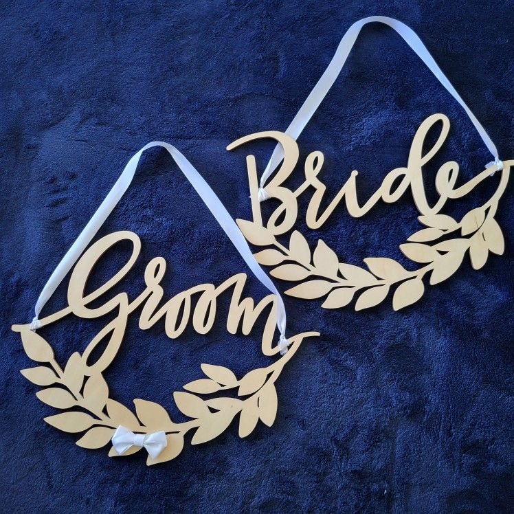 Bride And Groom Wedding Chair Sign