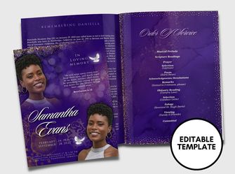 Purple Magazine Style Memorial Program 