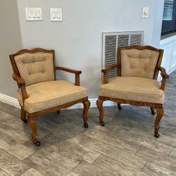 Two Side Chairs With Wheels 