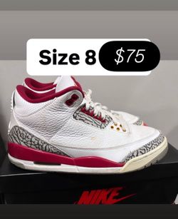 Jordan 3s red cardinal size 8 men