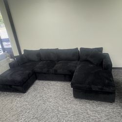 Brand New Black U-Shaped Corduroy Sectional – Free Delivery – $800
