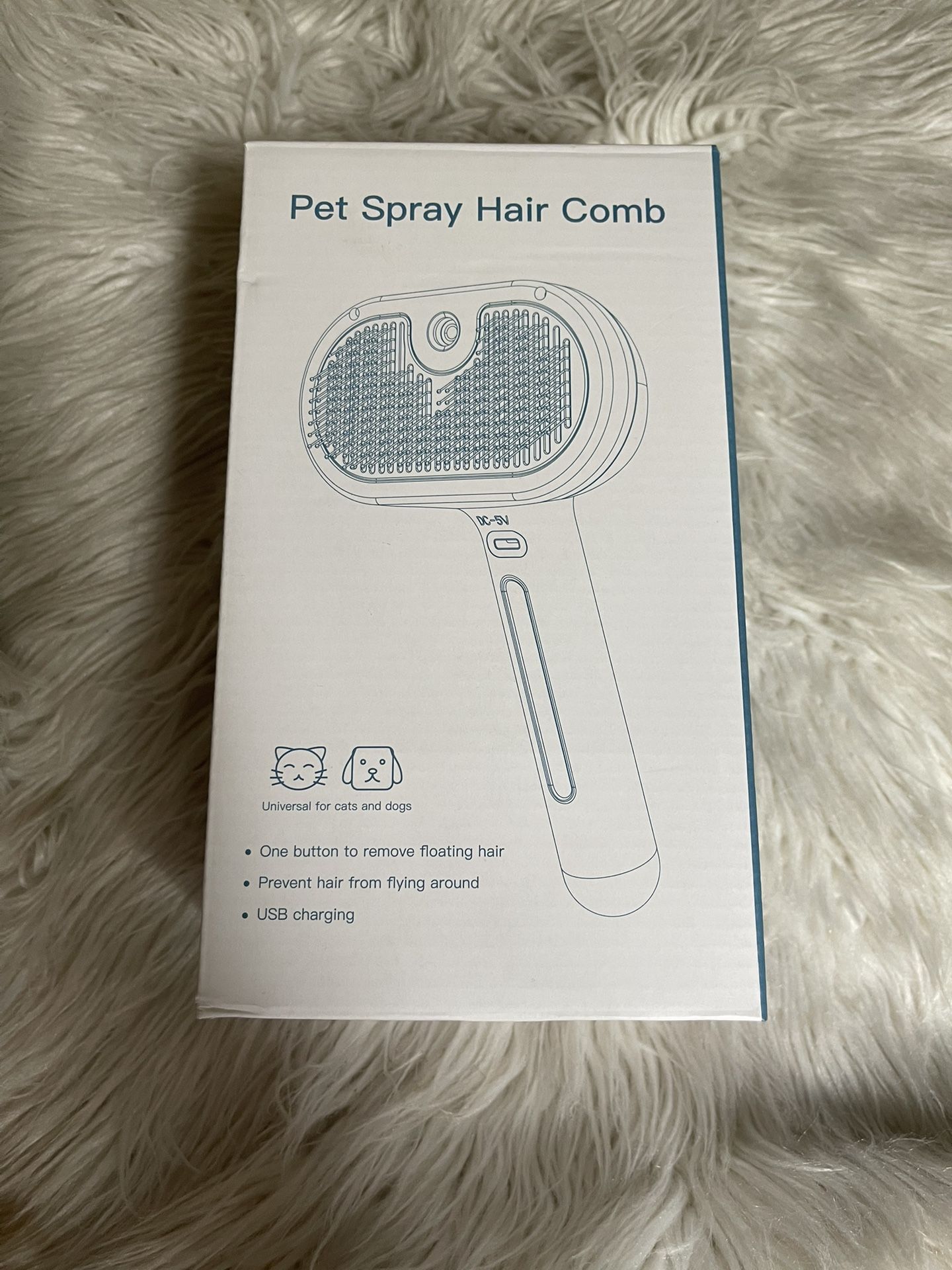 Rechargeable Cat /Dog Grooming Steam Brush Removes Static Easy Clean w/Handle