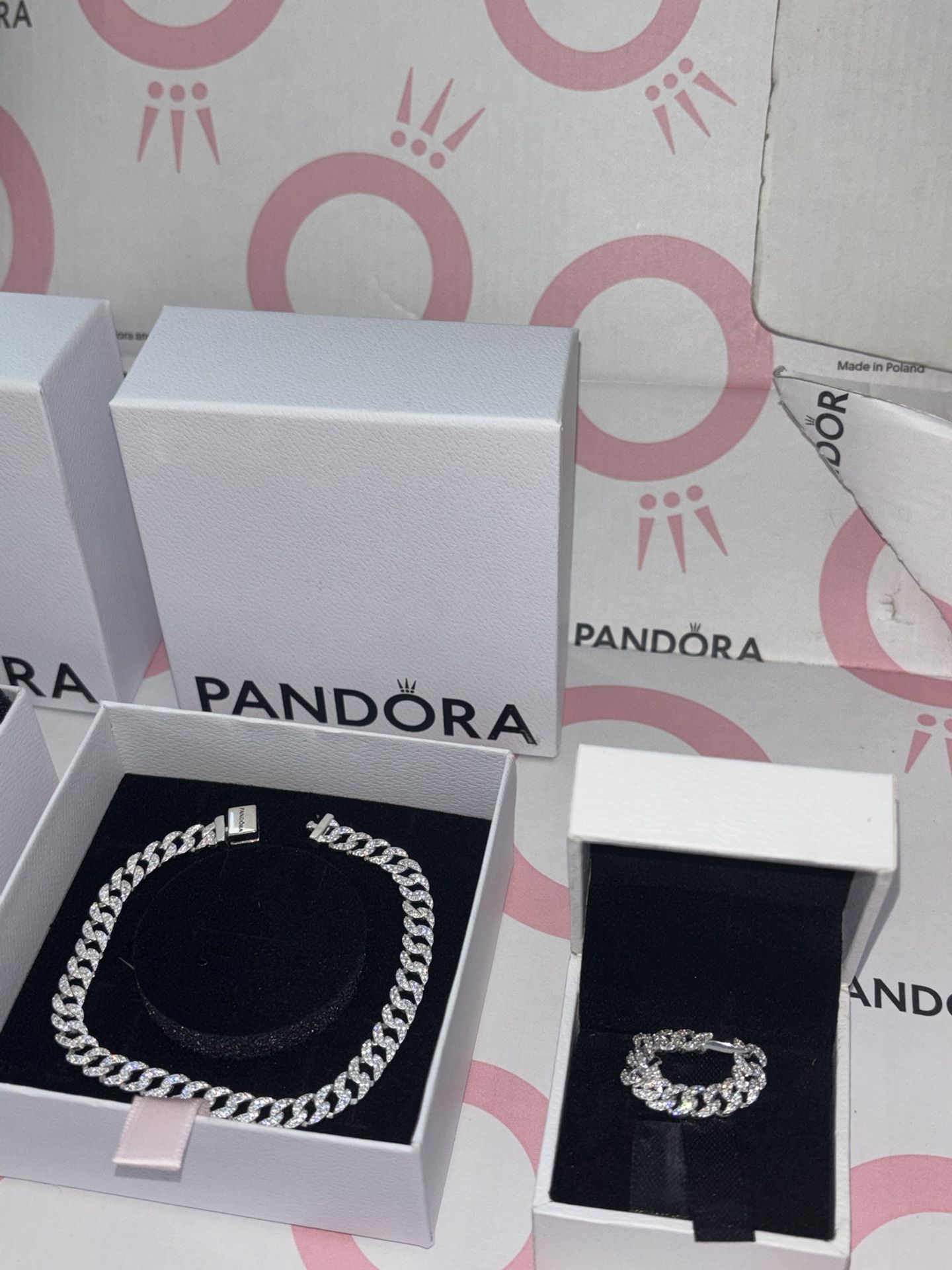 Pandora Cuban bracelet with Pandora ring