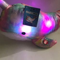 Rainbow Unicorn Narwhal Plush Hug Fun Light Up Whale