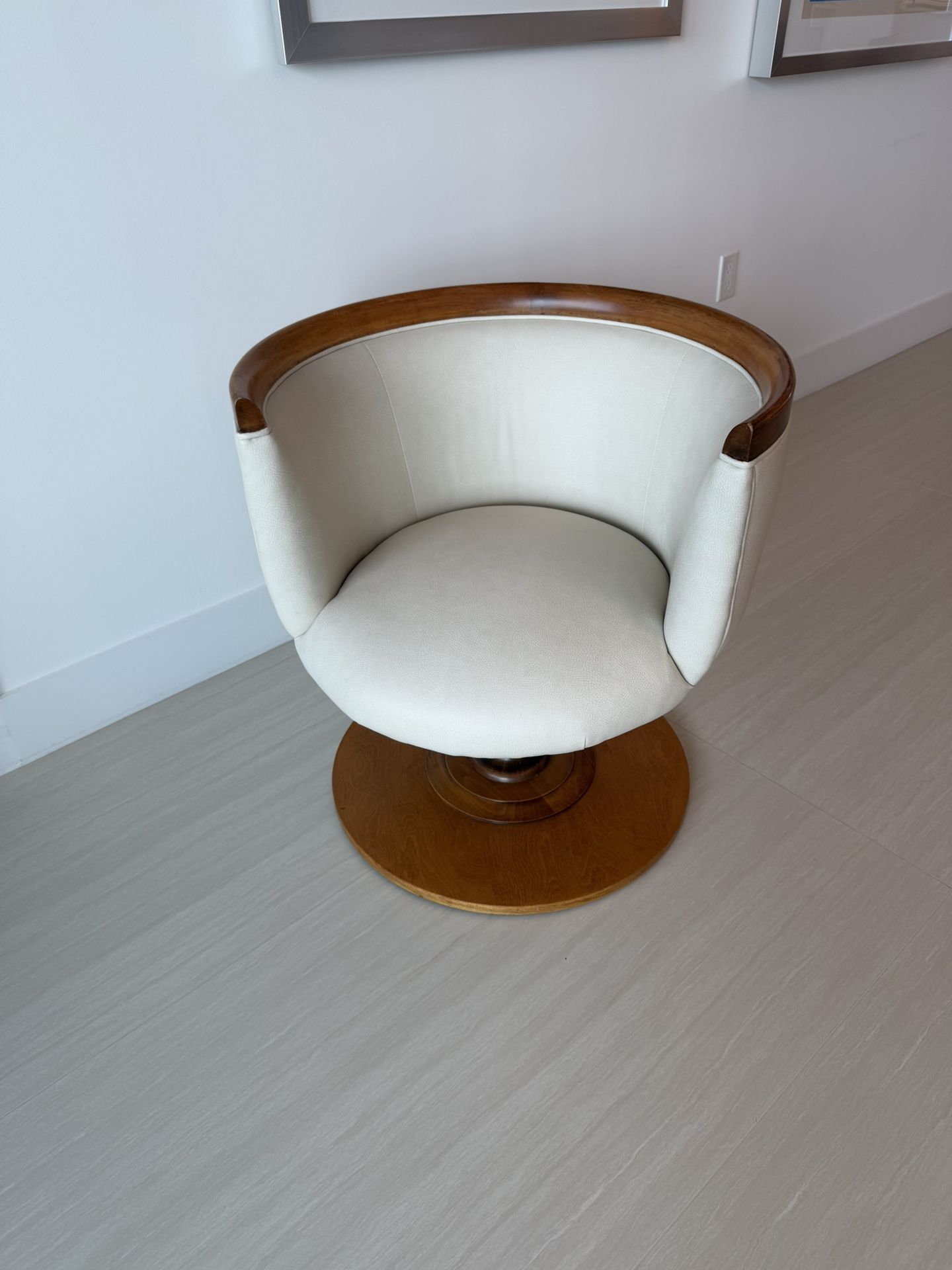 Set Of Two Art Deco Vintage Swivel Chairs Faux Leather Excellent Cond