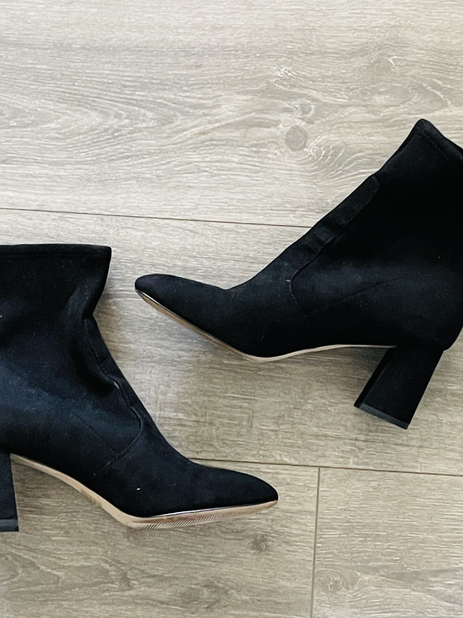 Black Ann Taylor suede booties. I don’t have the box anymore. C