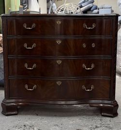 Drexel Heritage Mahogany Bow Front Dresser and    End table with 4 drawers