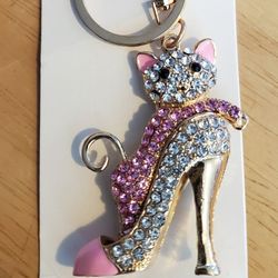 Bag Charm-Kitten In A High Heal Shoe.