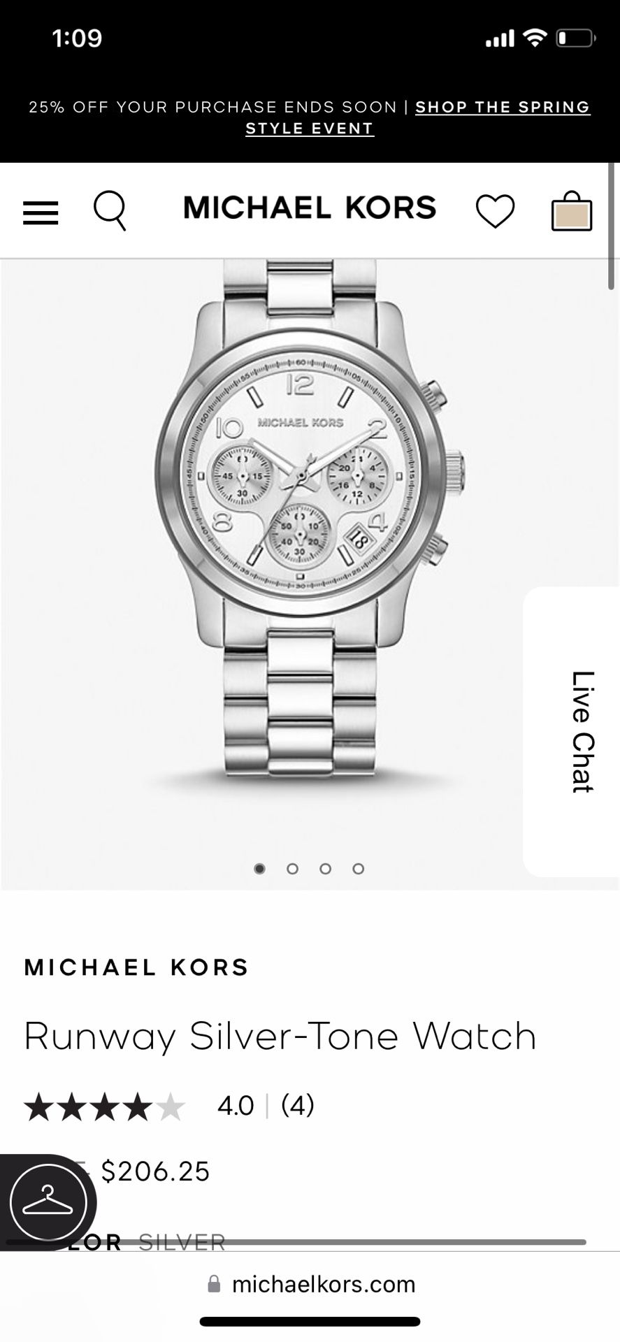 Stainless Steel Michael Kors Watch