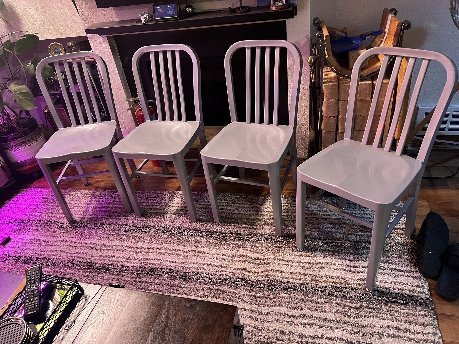 4 Grey Metal Chairs