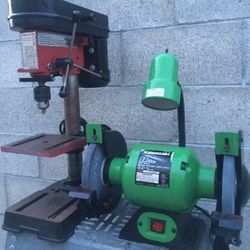 8" BENCH GRINDER AND 5-SPEED DRILL PRESS