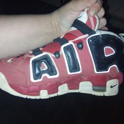 Red Black And White Boys 5Y Nike Uptempos