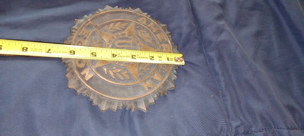 7 Inch Vintage Bronze US American Legion Sign Bronze X Collectable With Builtin Ground Stand