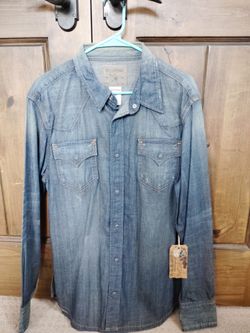 True Religion Vintage Denim Button Up Shirt Brand New Size XXL