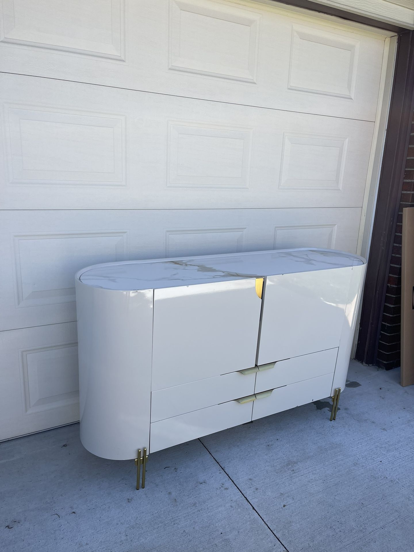Homary Modern Light Gray Kitchen Sideboard Cabinet With 2 Doors And 4 Doors