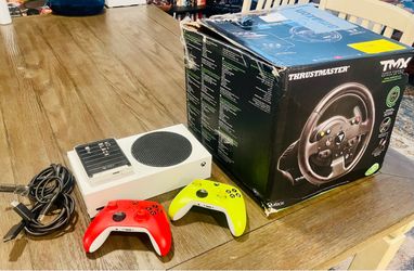 Xbox Series S w/ 2 controllers, 1 tb external storage, and a Thrustmaster Racing Setup