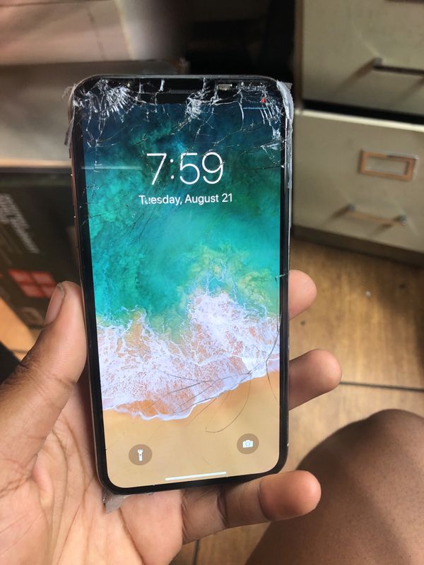 iPhone X 64 gb AT&T/cricket cracked screen for Sale in ...