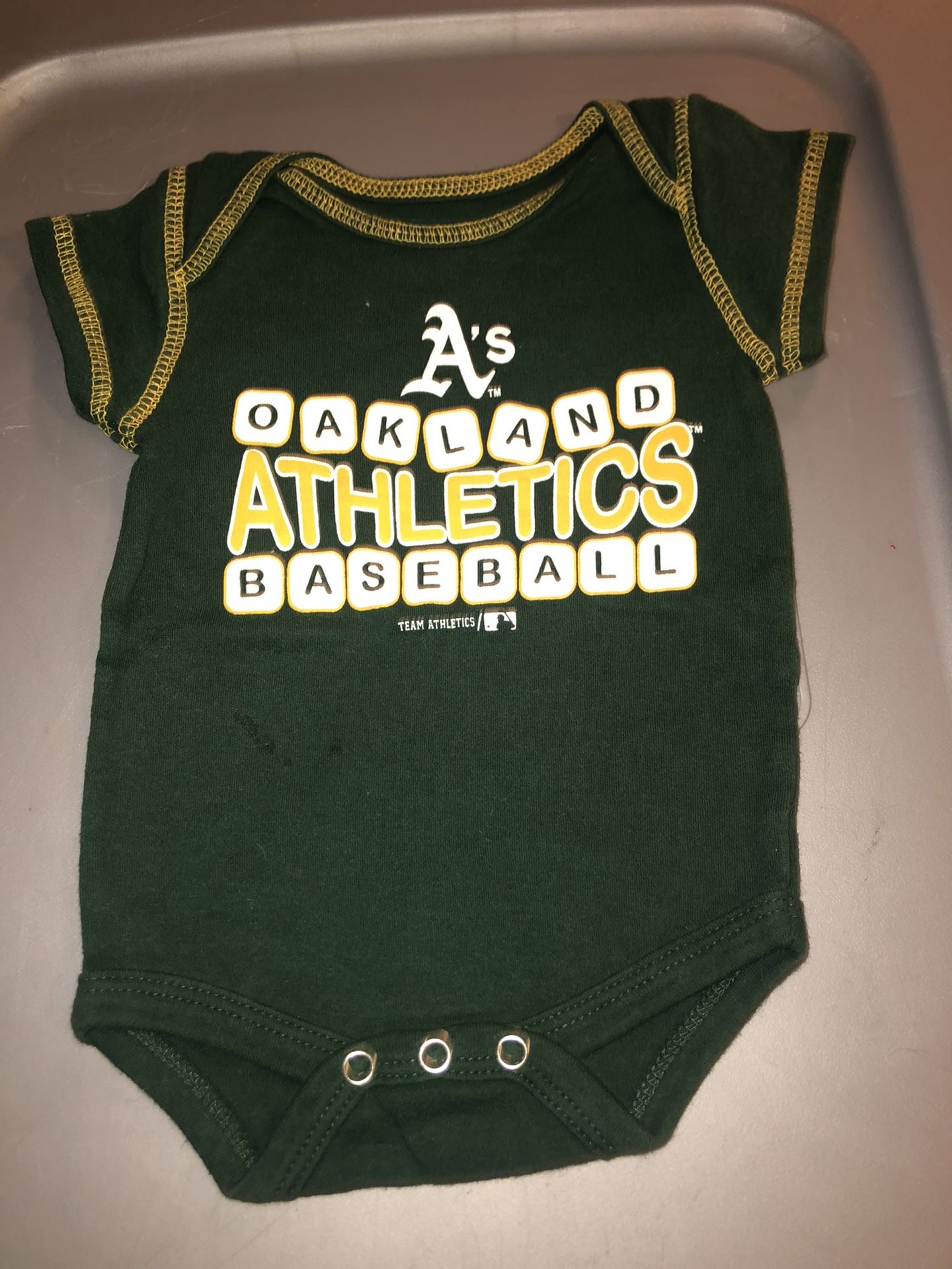 Oakland A’s baseball onesie 0/3 months