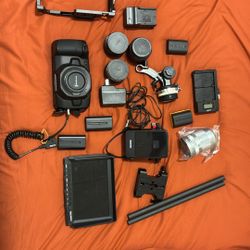 Black Magic Cinema 4K Camera with lenses and accessories