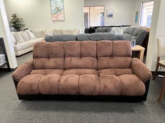 Brown Tufted Microfiber Sofa