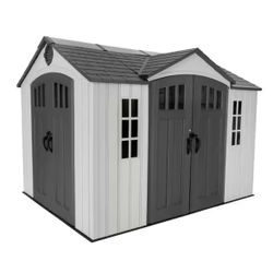 Lifetime 10 ft. W x 8 ft. D Resin Dual Entry Outdoor Storage Shed (80 sq. ft.)