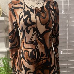 Derek Heart Brown Marble Seamed Dress