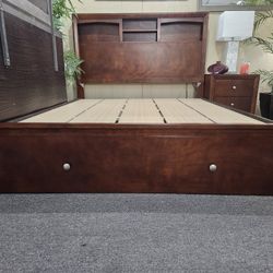 Brand New Brown CA King Or Standard King Captain Bedframe With Storage Drawer