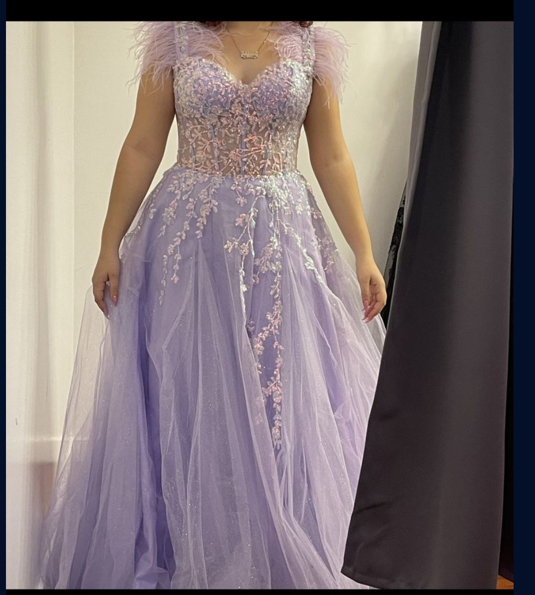 Designer Lavender Prom Dress 