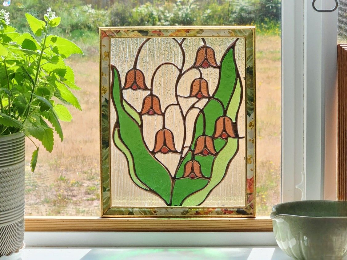 Stained Glass Piece in Floral Frame