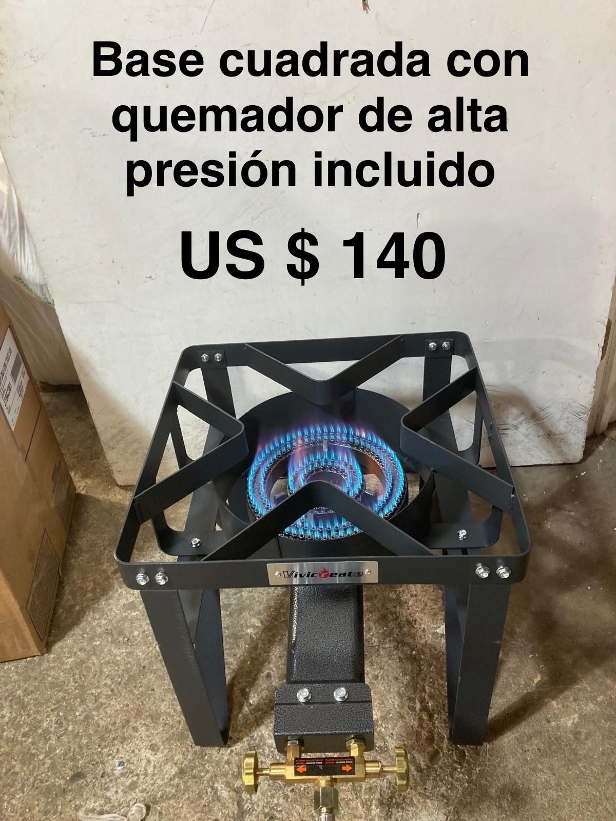 Base cuadrada con Quemador de Gas de alta presión, incluido