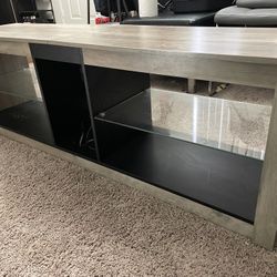 Glass Shelved Television (TV) Stand With LED Lights 