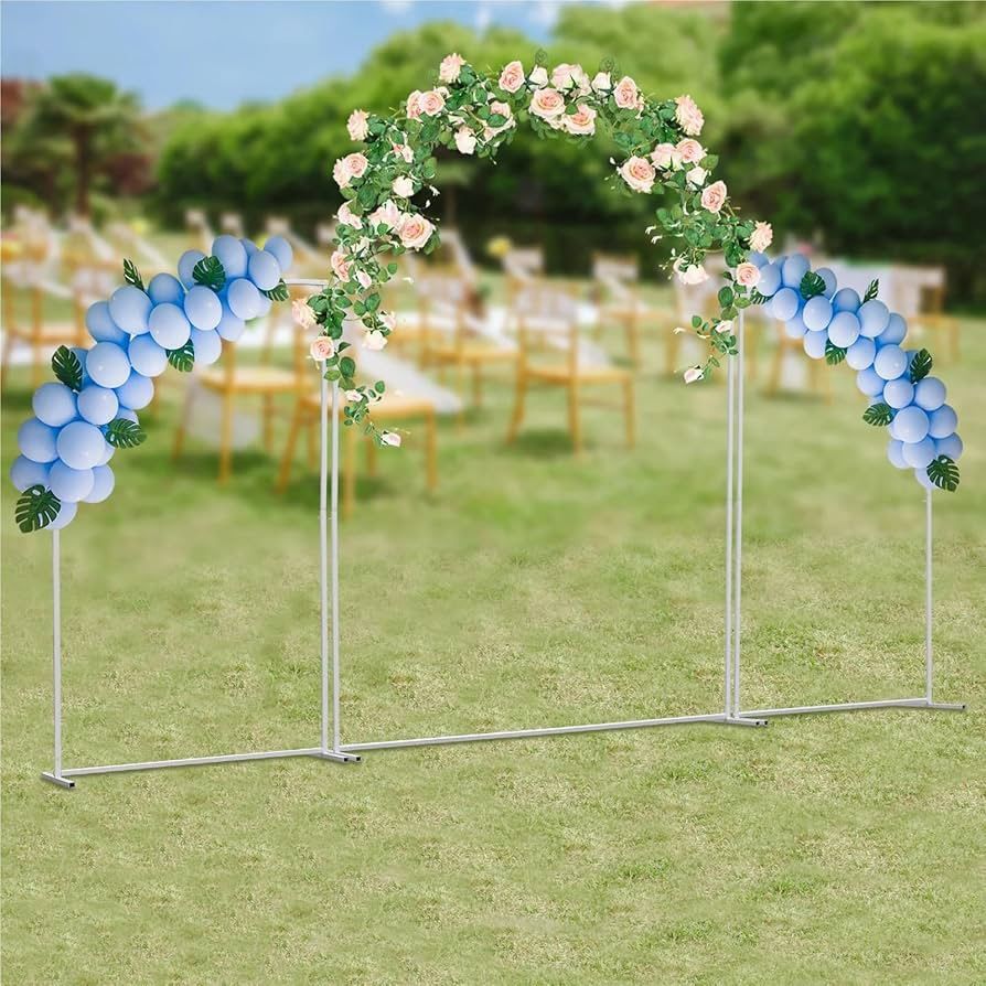 Wedding Arch Backdrop Stand 3PCS Metal Wedding Arch Backdrop Stand, Gold/White Fan-Shaped Stand for Wedding Ceremony Party Decoration(White)