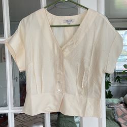 Madewell Shirt  Medium Blouse In Ivory NWT
