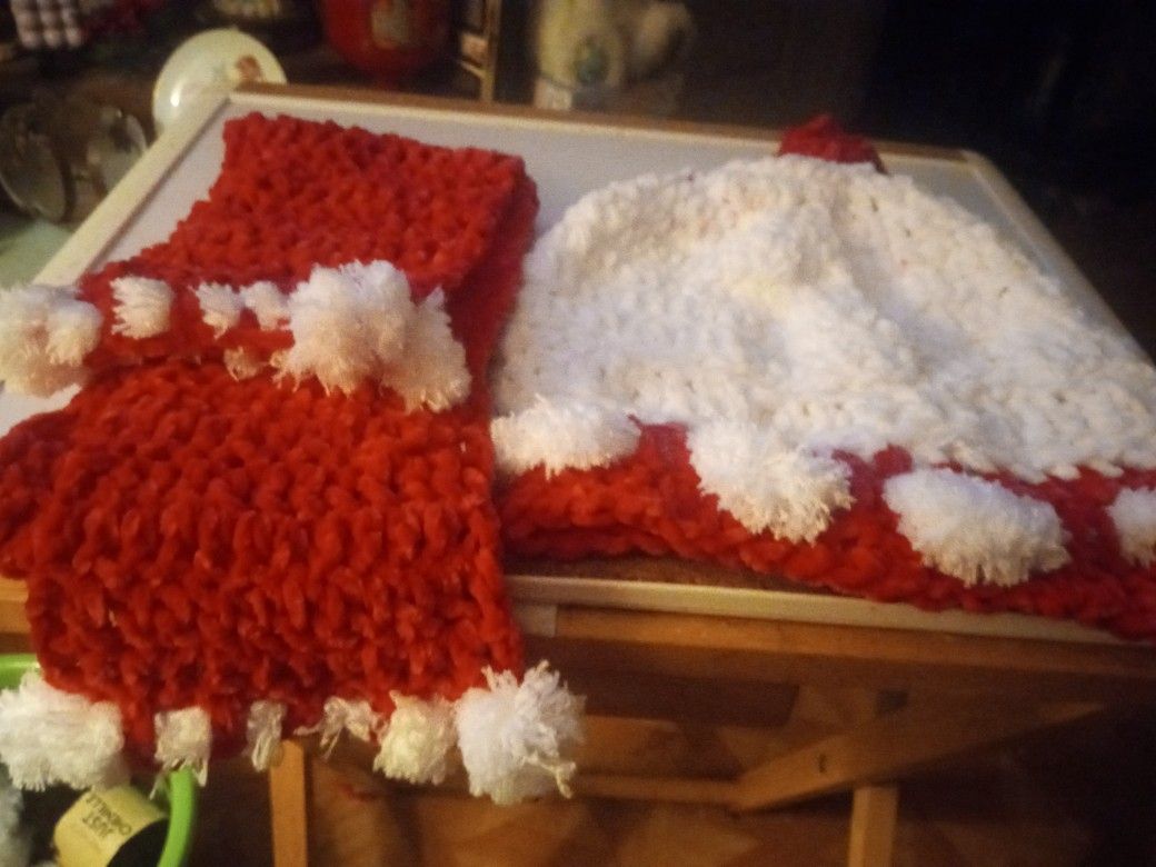 Crocheted Hat And Scarf Sei Handmade
