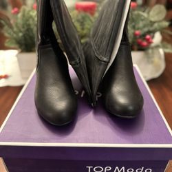TOP MODA PAD-16 Black Knee High Riding Boots Zipper Ruched Round Toe Women's 6