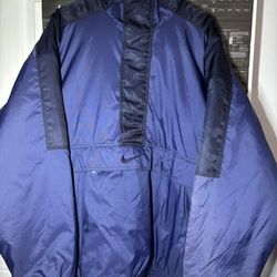 Nike Vintage Big Swoosh Puffer Pullover Jacket XL Navy Blue Half Zip Retro VTG