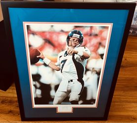 John Elway autographed Denver Broncos 1999 lithograph custom framed JSA