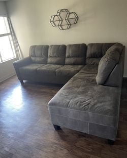 Gray L-Shape 116in by 90in Rightside Chaise Sectional Sofa from Ashley HomeStores